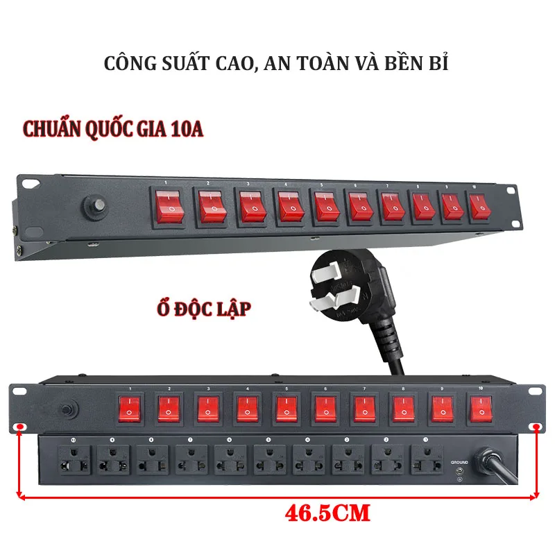 Ổ cắm 10 công tắc dấu dây công suất lớn thẩm mỹ cho bể cá - hình 3
