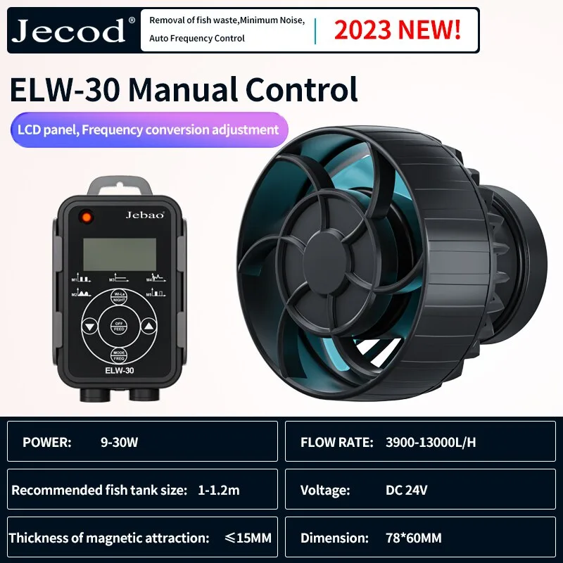 Jebao-2023-New-Wave-Pump-ELW-Aquarium-Water-Pump-Filter-Fish-Tank-Ultra-Quiet-Operation-Pump Tạo sóng Jebao ELW 30M wifi - mẫu mới 2023 cực êm
