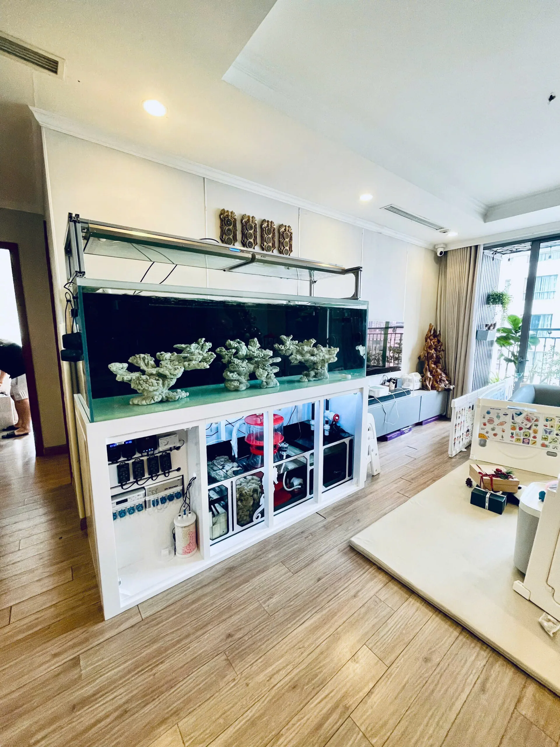 Lên bể cá biển 2m cho khách hàng ở Hoàng Mai