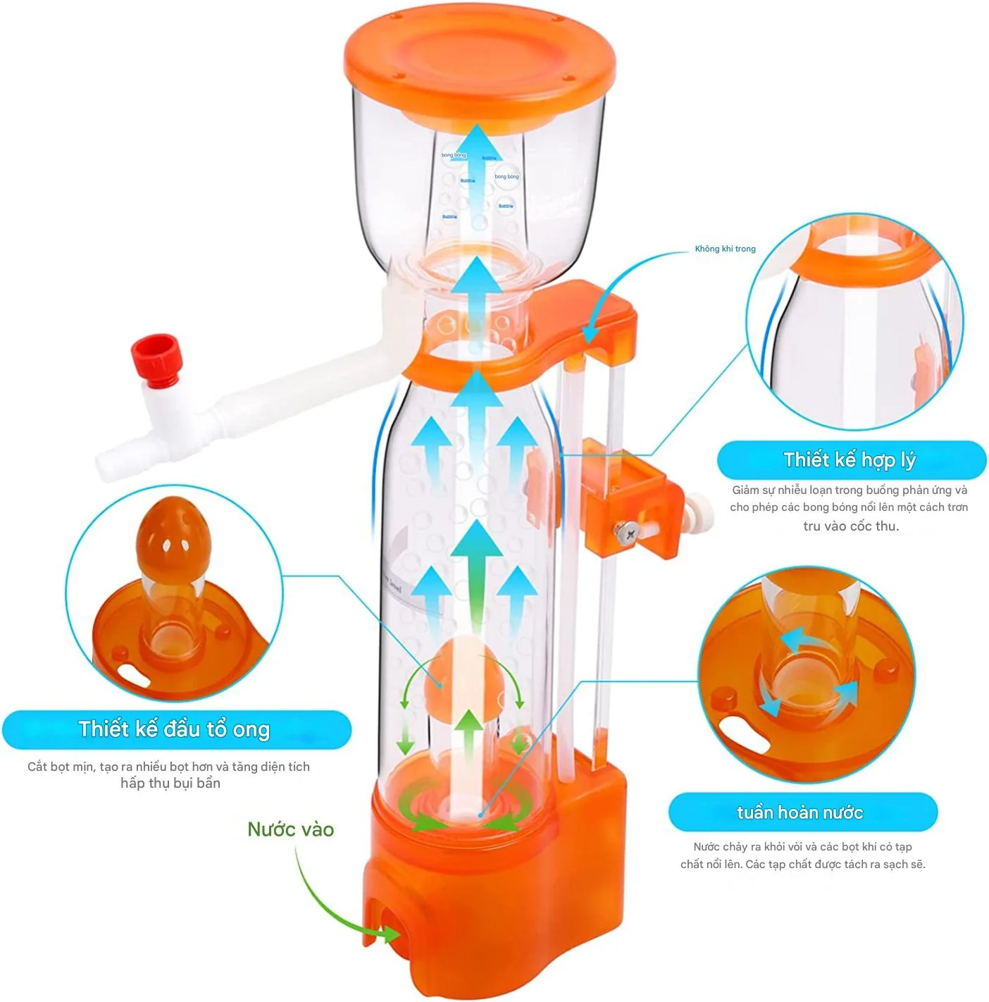 Skimmer SQ90 Plus mới nhất Red StarFish - bơm DC - hình 3