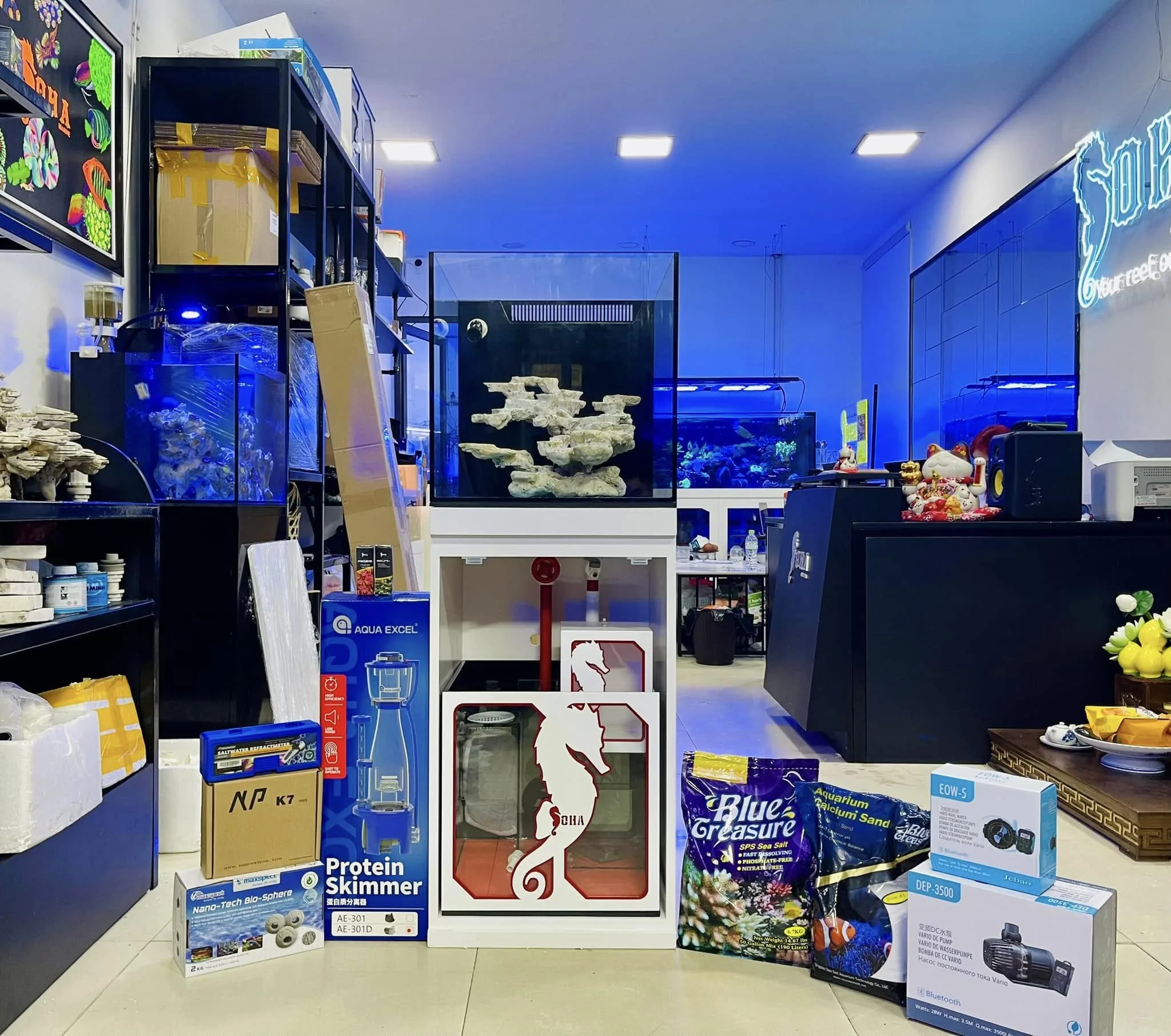 Bộ bể cá biển Cubic 45 lọc dưới Soha Aqua