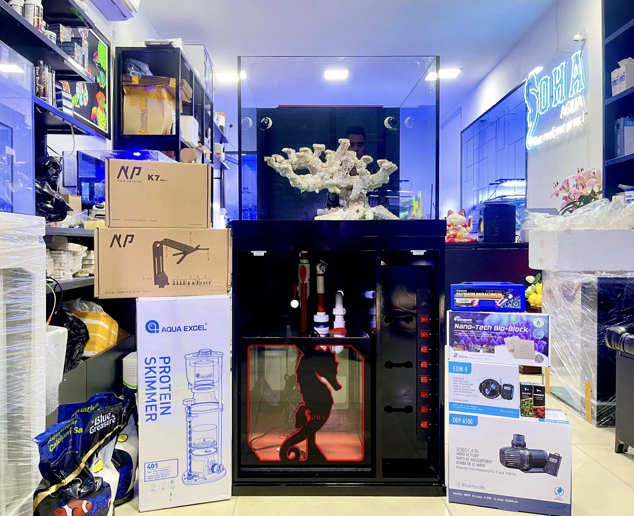 Bộ bể cá biển Cubic 60 lọc dưới có tủ điện