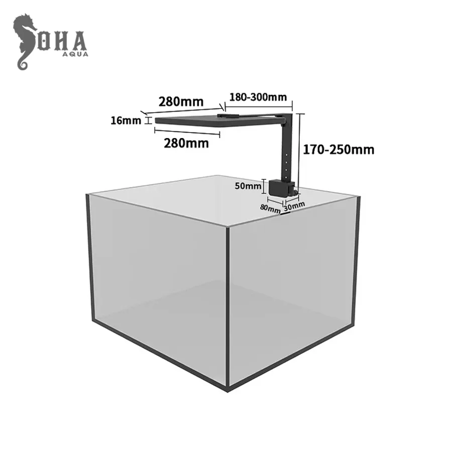 kich-thuoc-al100 Keloray AL-100 đèn led cao cấp, siêu đẹp cho bể 60 - hình 2